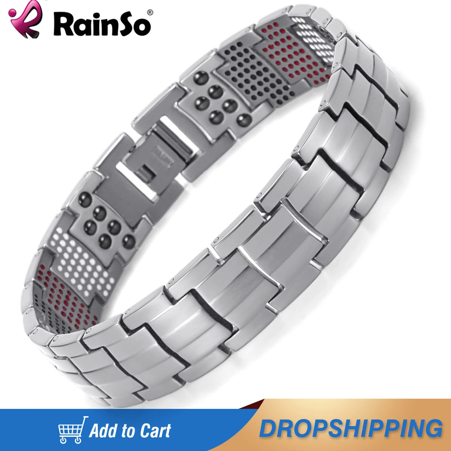 

Rainso Luxury Healing Men Jewelry Bangle Titanium Magnetic Balance Healthy Care Wristbands Bracelet For Man Hand Chain Dropship