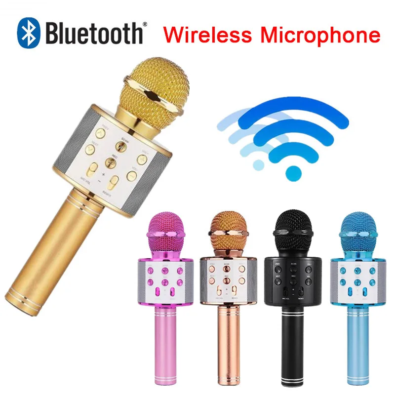 Беспроводной USB микрофон WS 858 профессиональный конденсаторный для караоке bluetooth