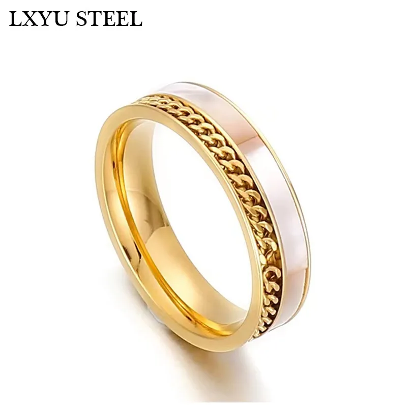 Luxury Shell Chain Rings Female Fashion Love Promise Rings Engagement Wedding Bridal Stainless Steel Rings
Luxury Shell Chain Rings Female Fashion Love Promise Rings Engagement Wedding Bridal Stainless Steel Rings