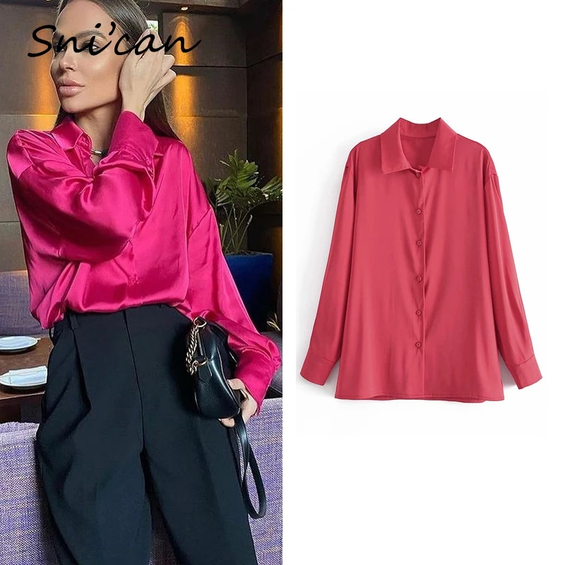 Snican Solid Red Office Ladies Work Shirts Za 2021 Women Fashion Spring Summer Satin Oversize Blouse Chemisier Femme Chic Tops
Snican Solid Red Office Ladies Work Shirts Za 2021 Women Fashion Spring Summer Satin Oversize Blouse Chemisier Femme Chic Tops