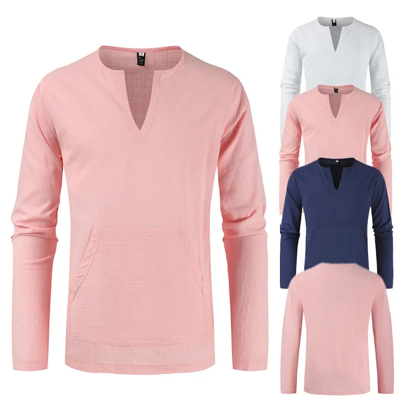 Spring, Summer And Autumn New Cotton And Linen Solid Color V-neck Youth Long-sleeved Men's Casual Fashion Commuter Men's Shirt
Spring, Summer And Autumn New Cotton And Linen Solid Color V-neck Youth Long-sleeved Men's Casual Fashion Commuter Men's Shirt