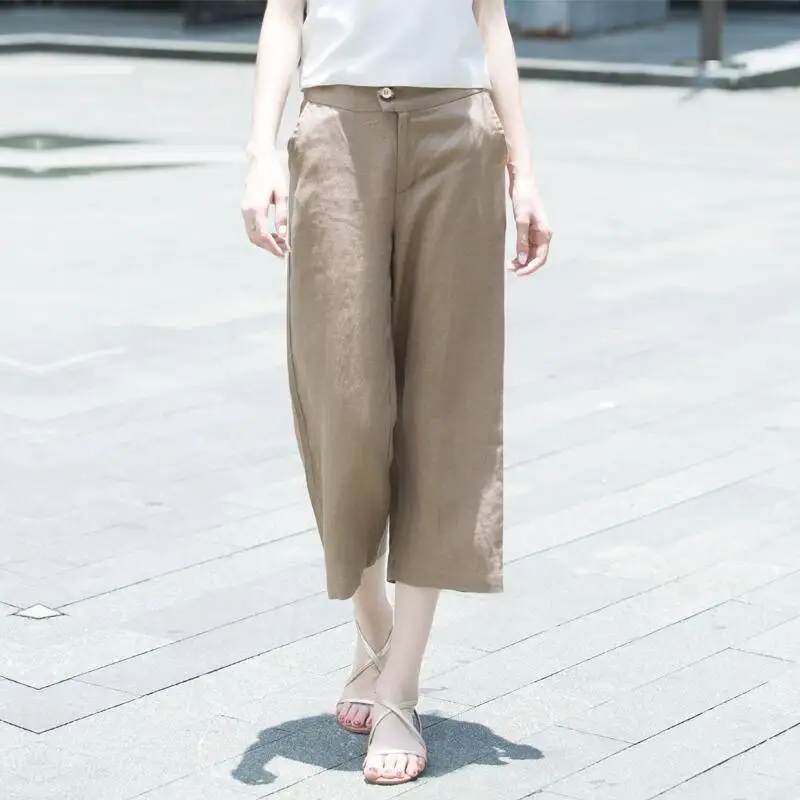 Women Summer Pants Casual Thin Cotton Linen Solid High Elastic Waist Wide Leg Pants Plus Size 4XL Loose Trousers
Women Summer Pants Casual Thin Cotton Linen Solid High Elastic Waist Wide Leg Pants Plus Size 4XL Loose Trousers