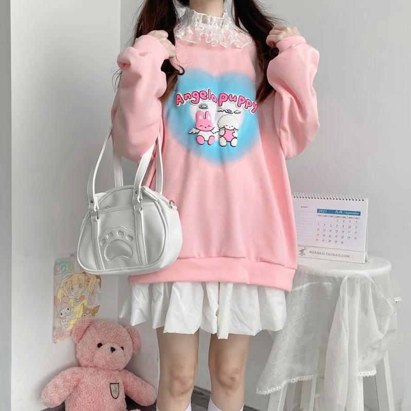 Kawaii Girl Cartoon Print Sweatshirt Female 2021 Autumn New Sweet Cute O Neck Long Sleeve Pullover Top Japanese Women'S Clothing
Kawaii Girl Cartoon Print Sweatshirt Female 2021 Autumn New Sweet Cute O Neck Long Sleeve Pullover Top Japanese Women'S Clothing