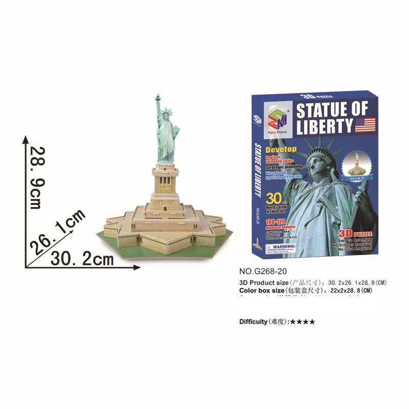 

3D пазл для детей всемирно известные современные архитектуры США Нью-Йорк Статуя Свободы просветление мировой модели развивающая игрушка