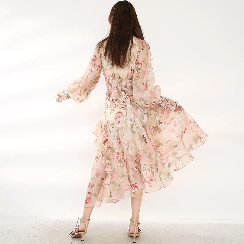 DEAT 2021 New Spring And Summer Stand Collar Lantern Sleeves Asymmetrical Slik Printed High Waist Fashion Dress WM50001
DEAT 2021 New Spring And Summer Stand Collar Lantern Sleeves Asymmetrical Slik Printed High Waist Fashion Dress WM50001