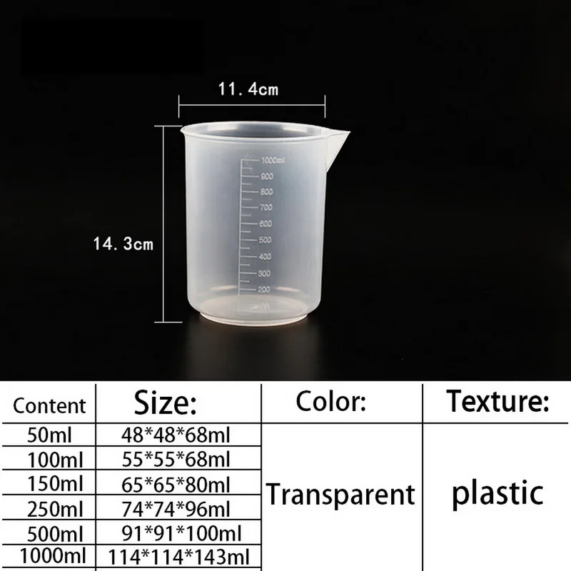 20ml / 30ml /50ml /300ml /500ml/1000ml Plastic Graduated Measuring Cup For Baking Beaker Laboratory Supplies
20ml / 30ml /50ml /300ml /500ml/1000ml Plastic Graduated Measuring Cup For Baking Beaker Laboratory Supplies