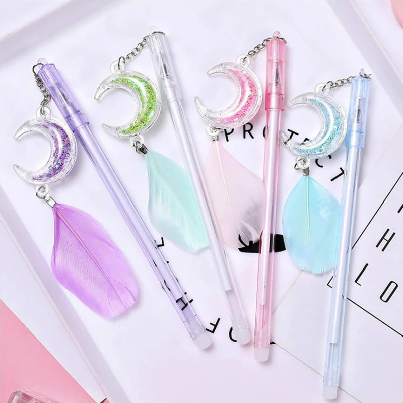 1PCS Feather Moon Pendant Gel Pen Black Blue Ink Needle Tip Writting Plastic Color Office Stationery School Supplies
1PCS Feather Moon Pendant Gel Pen Black Blue Ink Needle Tip Writting Plastic Color Office Stationery School Supplies
