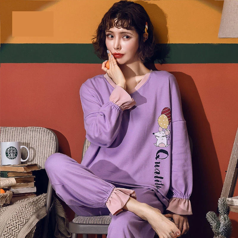 Women Pajama Sets Casual Loose Print Sleepwear Long Sleeve and Pants Spring Autumn Home Lounge Plus Size 3XL Night Suit Kawaii
Women Pajama Sets Casual Loose Print Sleepwear Long Sleeve and Pants Spring Autumn Home Lounge Plus Size 3XL Night Suit Kawaii