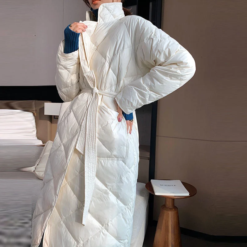 

Стандартная Длинная зимняя куртка в повседневном стиле losango, женские трековые парки с карманами, индивидуальный воротник, пуховик, хлопкова...