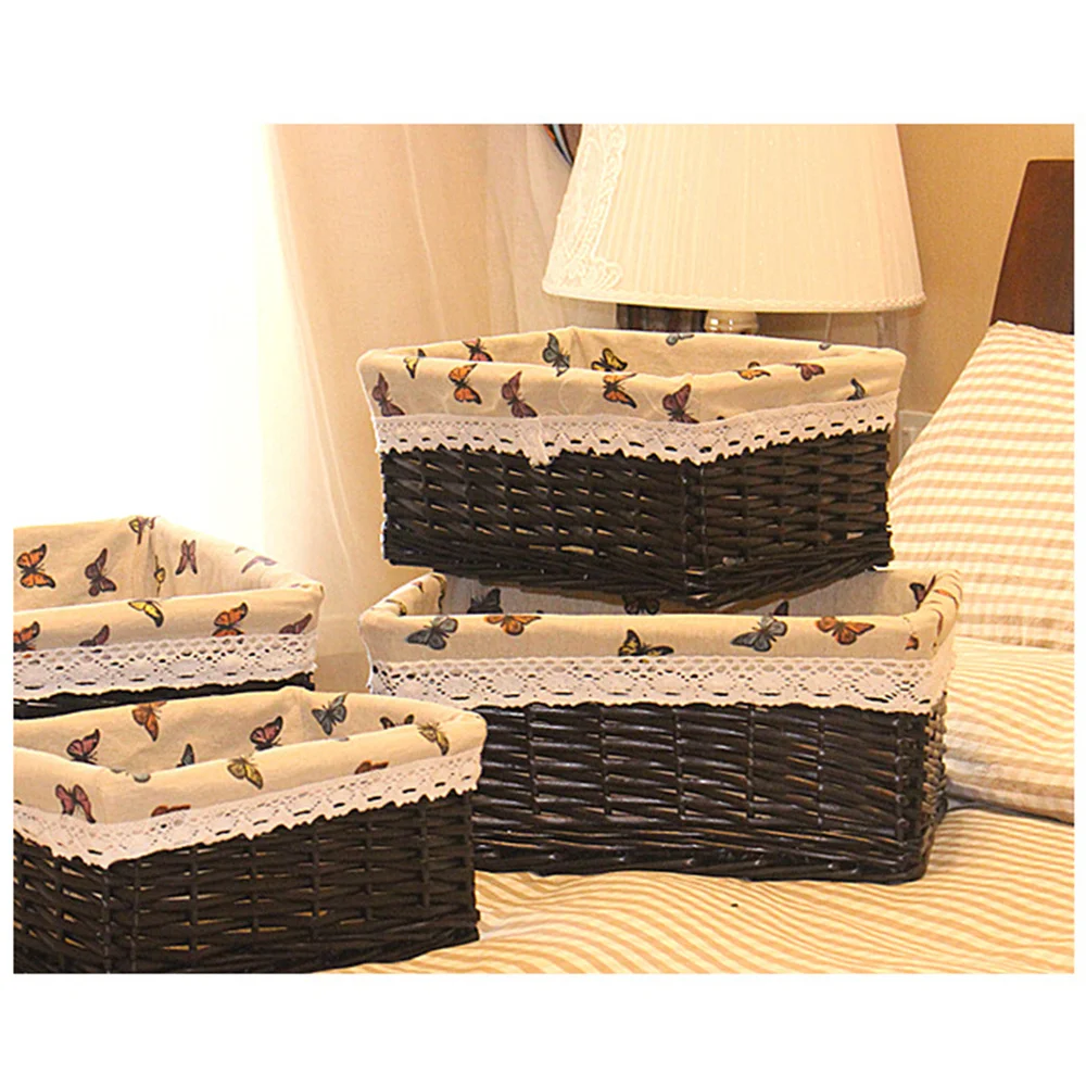 4 pcs Wicker Storage Basket with butterfly-printed Lining Laundry Storage Organizer for Toys Books Clothes SIze S(Dark Brown)
4 pcs Wicker Storage Basket with butterfly-printed Lining Laundry Storage Organizer for Toys Books Clothes SIze S(Dark Brown)