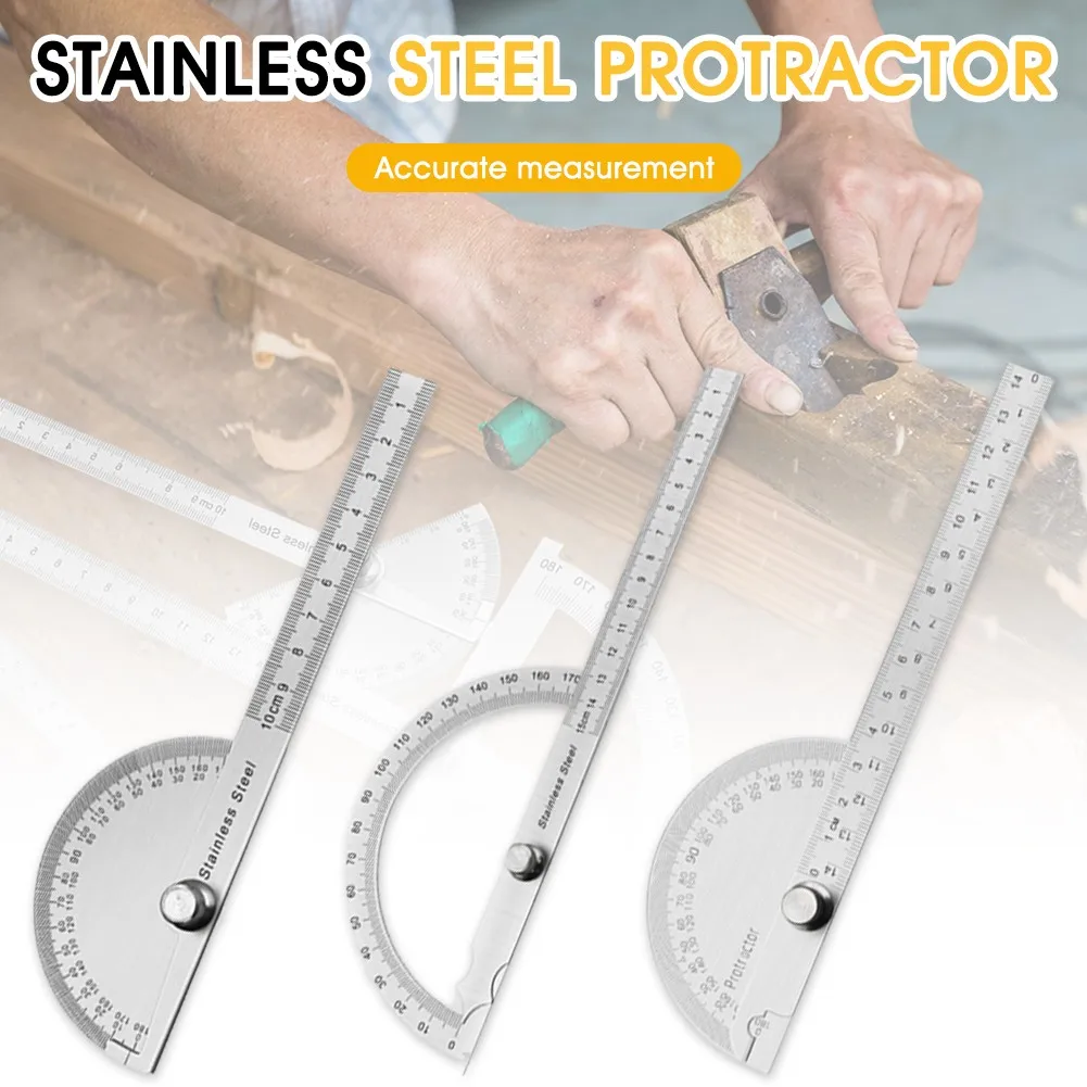 180 Degree Stainless Steel Protractor 100/150/300mm Angle Finder Rotary Measuring Ruler Rotary Goniometer Measuring Tool
180 Degree Stainless Steel Protractor 100/150/300mm Angle Finder Rotary Measuring Ruler Rotary Goniometer Measuring Tool