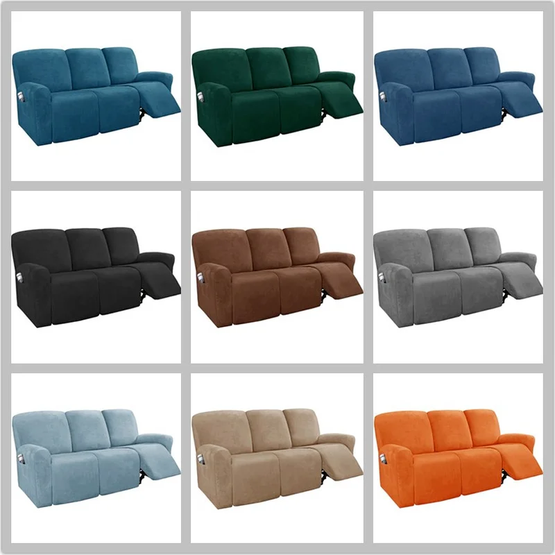 

8pcs Recliner Sofa Cover Split Style Elastic All-inclusive Couch Slipcover Velvet Lounger Armchair Cover Deck Chair Covers