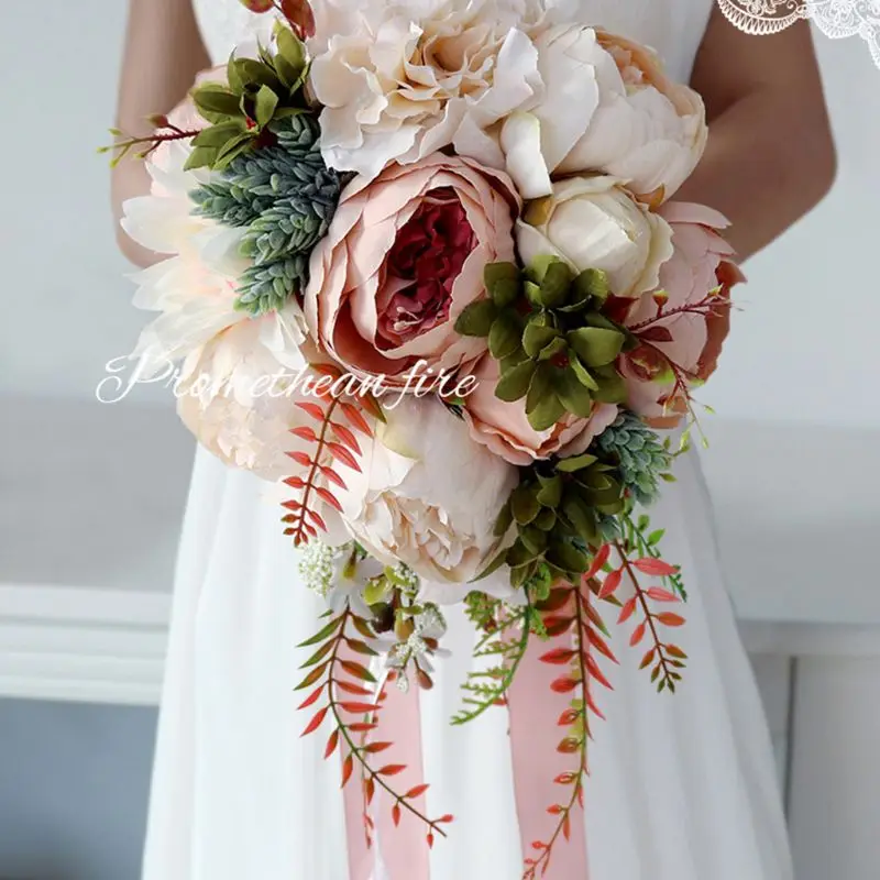 2021 New Romantic Bridal Bridesmaid Wedding Bouquet Waterfall Artificial Flower Fake Succulent Long Ribbon Retro Luxury Party
2021 New Romantic Bridal Bridesmaid Wedding Bouquet Waterfall Artificial Flower Fake Succulent Long Ribbon Retro Luxury Party
