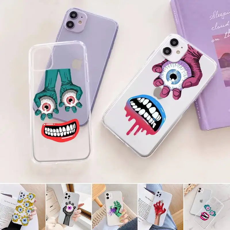 Horror theme eyes hands Phone Case Transparent for iPhone 11 12 6 7 8 Pro X XS Max XR Plus Silicone Soft TPU Clear mobile bags 
Horror theme eyes hands Phone Case Transparent for iPhone 11 12 6 7 8 Pro X XS Max XR Plus Silicone Soft TPU Clear mobile bags