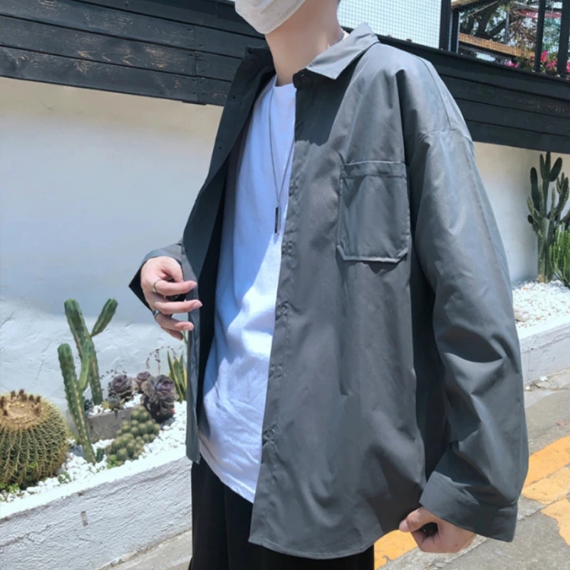 Men Shirts Autumn Mens Tops All-match Solid Simple Design Outwear Couple Casual Overall Teens Preppy Korean Trendy Harajuku Chic
Men Shirts Autumn Mens Tops All-match Solid Simple Design Outwear Couple Casual Overall Teens Preppy Korean Trendy Harajuku Chic