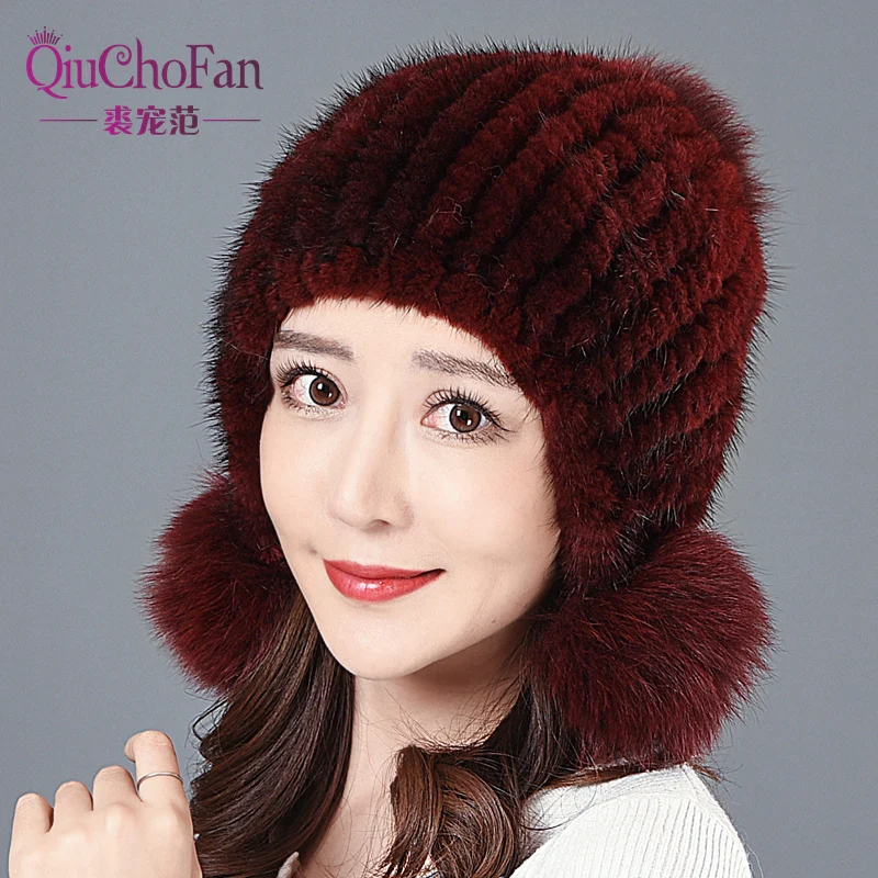 Luxury Winter Warm Women Real Mink Fur Hat Knitted Mink Fur Ear Warm Cap The Spiral Beanies Cap With Fox Fur Pom Pom On The Top
Luxury Winter Warm Women Real Mink Fur Hat Knitted Mink Fur Ear Warm Cap The Spiral Beanies Cap With Fox Fur Pom Pom On The Top