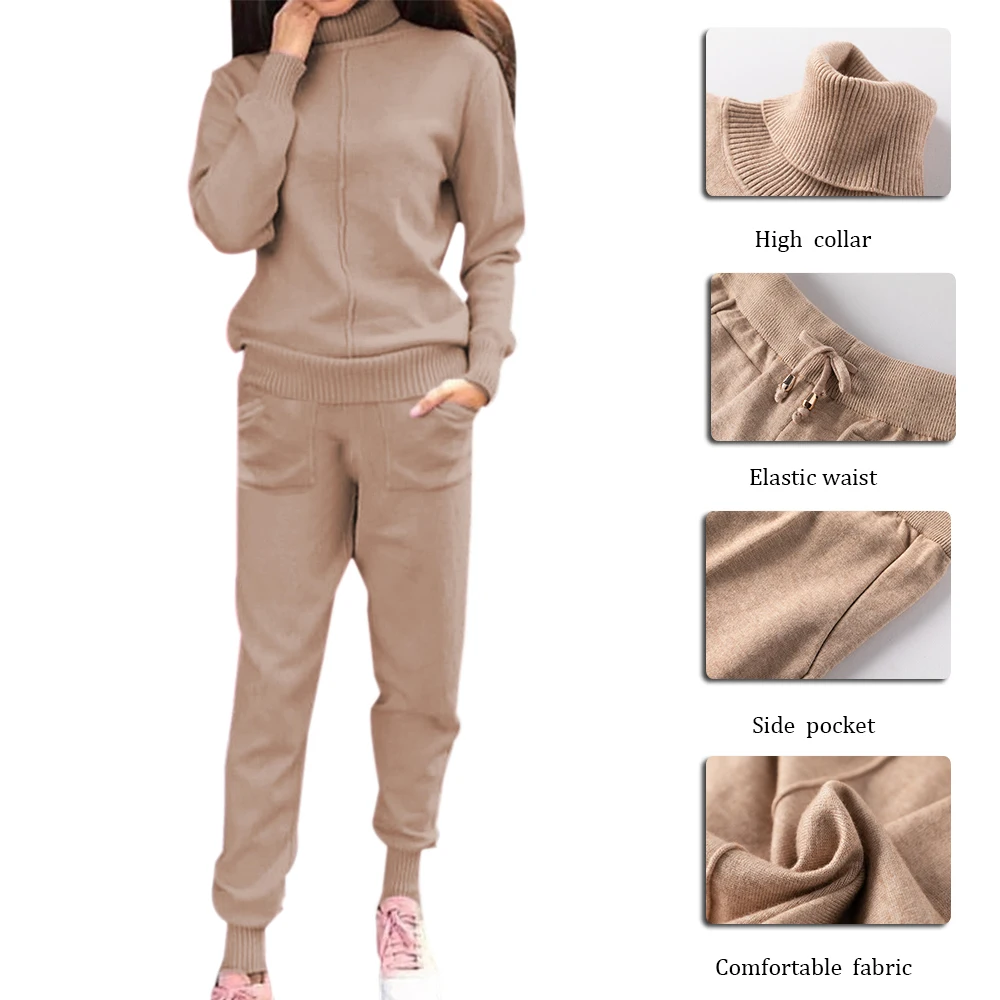 Women Sweater Two Piece Knitted Sets Tracksuit Autumn Turtleneck Sweater Lace Up Sweatpants Suit 2020 Female Casual Streetwear
Women Sweater Two Piece Knitted Sets Tracksuit Autumn Turtleneck Sweater Lace Up Sweatpants Suit 2020 Female Casual Streetwear