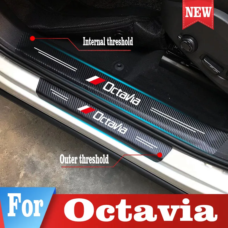 Автомобильная Накладка на порог двери наклейки для Skoda Octavia a7 a5 a3 2006 2021 Защитная