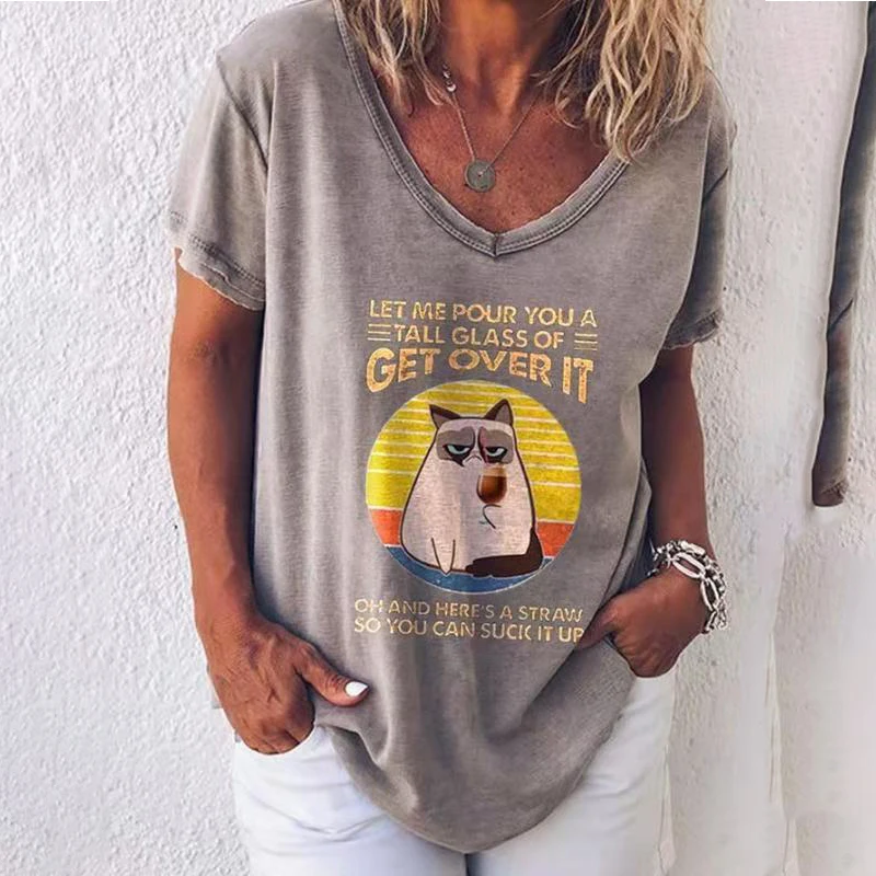 2020 Summer Casual V Neck Short Sleeve Loose Women T-Shirts Plus Size Pullover Letter Print Cartoon Loose Tops
2020 Summer Casual V Neck Short Sleeve Loose Women T-Shirts Plus Size Pullover Letter Print Cartoon Loose Tops