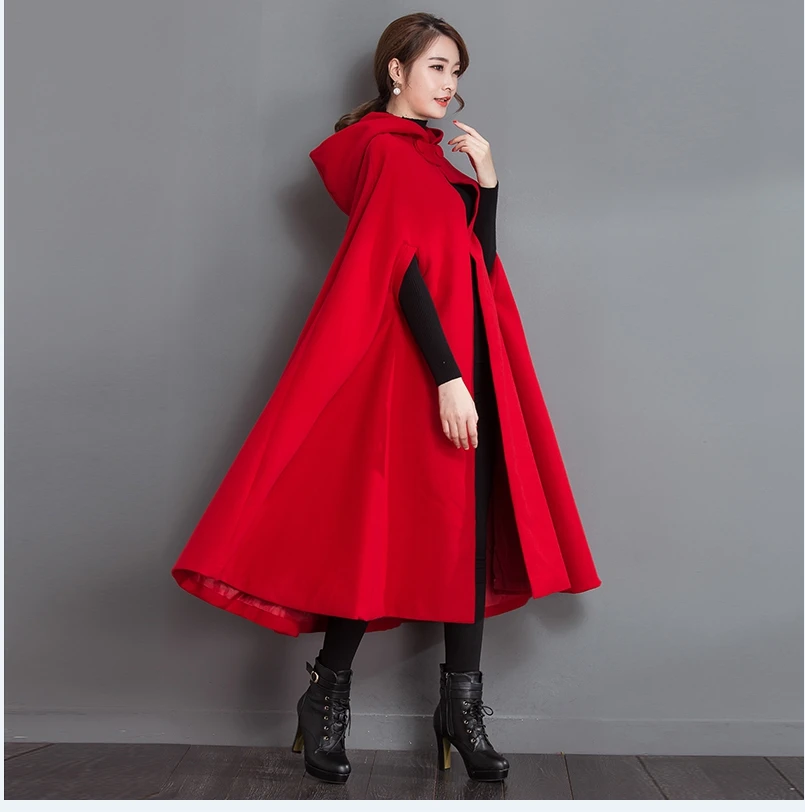 Autumn And Winter Big Red Cloak Woolen Coat Retro Style Women Thickened Cashmere Streetwear Loose Clothes
Autumn And Winter Big Red Cloak Woolen Coat Retro Style Women Thickened Cashmere Streetwear Loose Clothes