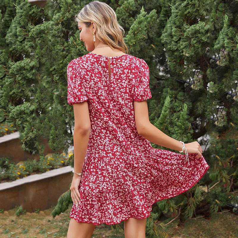 Spring Summer Print Short Dress Women 2021 New O Neck Ruffles Mini Floral Dresses For Women Casual High Waist
Spring Summer Print Short Dress Women 2021 New O Neck Ruffles Mini Floral Dresses For Women Casual High Waist