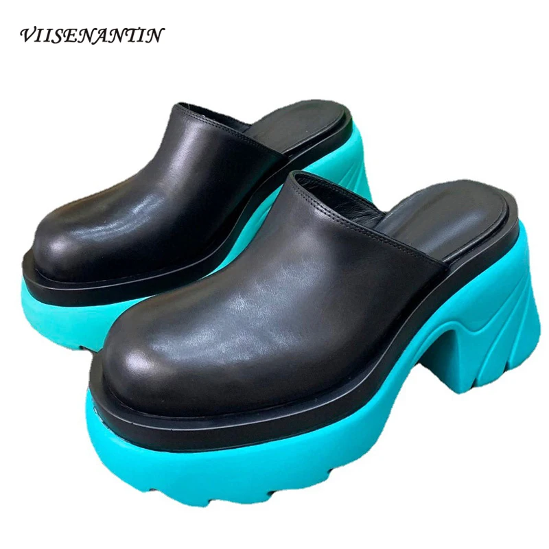 Leather Color-blocked Baotou Slippers Summer Wear Thick-soled Sandals Mules British Style Half-drag Casual Lazy Shoes
Leather Color-blocked Baotou Slippers Summer Wear Thick-soled Sandals Mules British Style Half-drag Casual Lazy Shoes