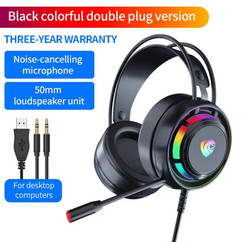 PSH-300 Wired Gaming Headset Colourful Light Surround Sound Stereo Earphones With Microphone For Game Laptop PC Gamer Gifts
PSH-300 Wired Gaming Headset Colourful Light Surround Sound Stereo Earphones With Microphone For Game Laptop PC Gamer Gifts