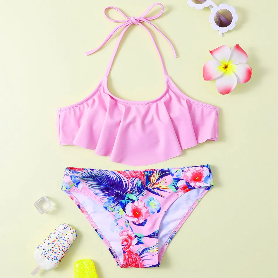 7-14Years Floral Flounce Girl Swimsuit Kids Halter Top Bikini Set Ruffle Two Piece Children's Swimwear Bandage Girl Bathing Suit
7-14Years Floral Flounce Girl Swimsuit Kids Halter Top Bikini Set Ruffle Two Piece Children's Swimwear Bandage Girl Bathing Suit
