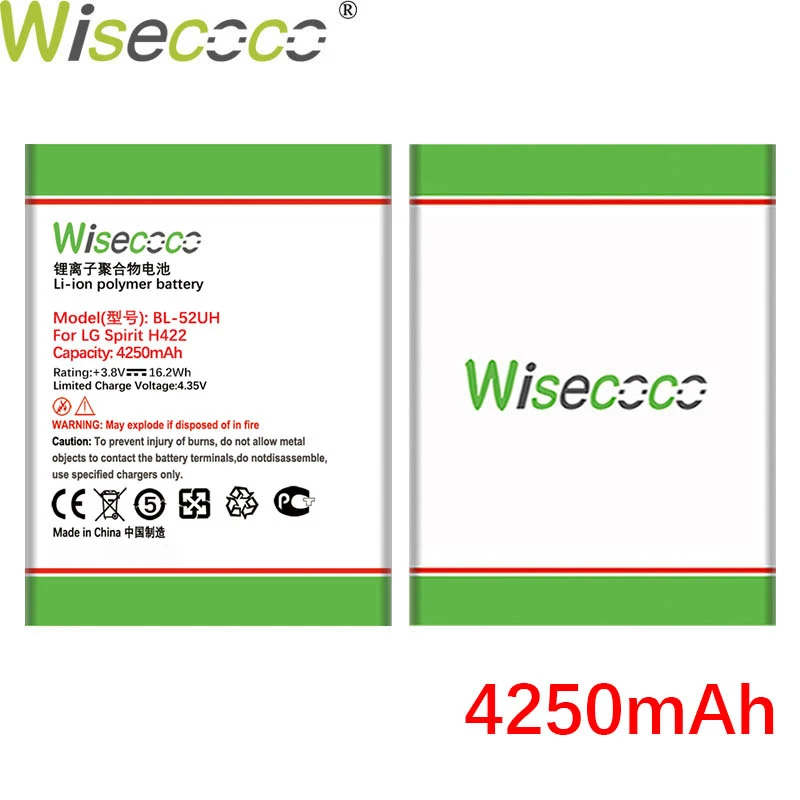 Wisecoco 4250mAh BL-52UH Battery For LG Spirit H422 D280N D285 D320 D325 DUAL SIM H443 Escape 2 VS876 L65 L70 MS323 Mobile Phone
Wisecoco 4250mAh BL-52UH Battery For LG Spirit H422 D280N D285 D320 D325 DUAL SIM H443 Escape 2 VS876 L65 L70 MS323 Mobile Phone