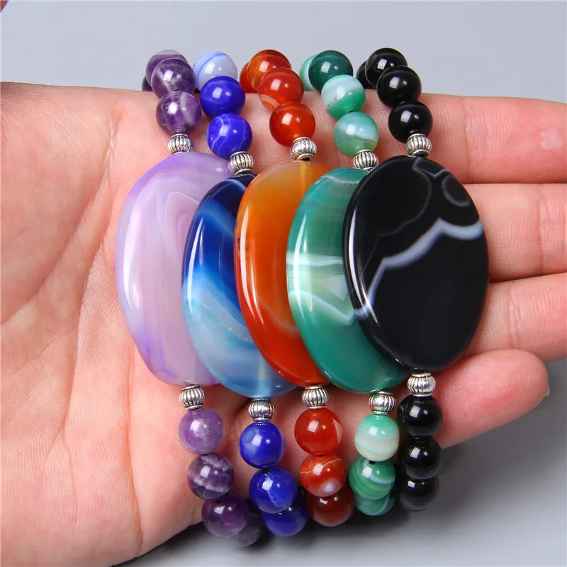 Natural green blue purple orange agates stone beads beaded bracelet Black rope woven stripe agat pendant bracelet for women gift
Natural green blue purple orange agates stone beads beaded bracelet Black rope woven stripe agat pendant bracelet for women gift