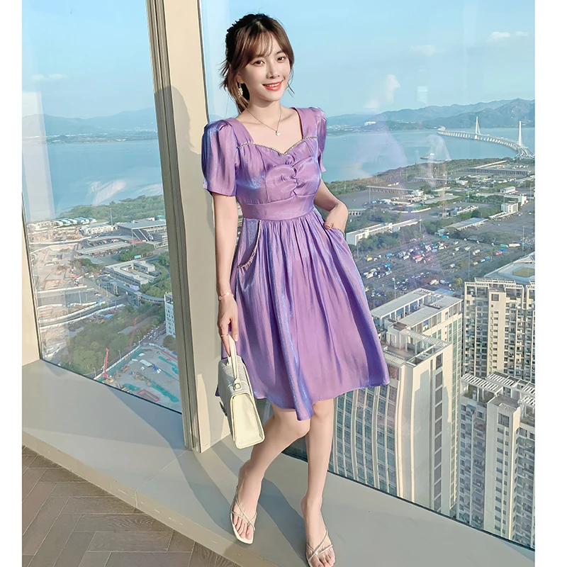 Korejepo Women Dress 2021 Summer French Retro Sweet Fairy Purple Square Collar Waist Slimming Female Gentle Knee-Length Dresses
Korejepo Women Dress 2021 Summer French Retro Sweet Fairy Purple Square Collar Waist Slimming Female Gentle Knee-Length Dresses
