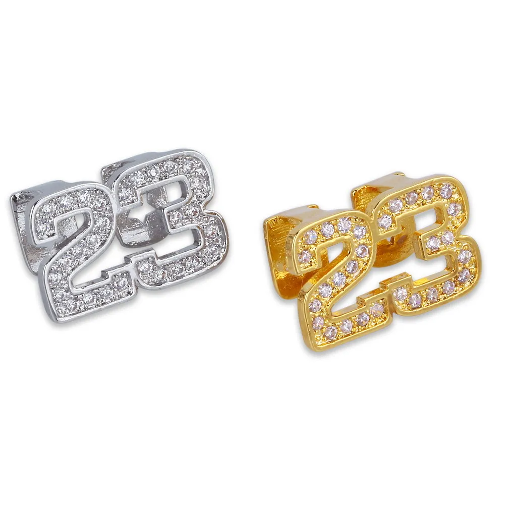 

1 Pc Hip Hop Men Gold Silver Color Teeth Grillz Double digits 23 Vampire Fangs Double Caps For Rapper Grills Tooth Jewelry