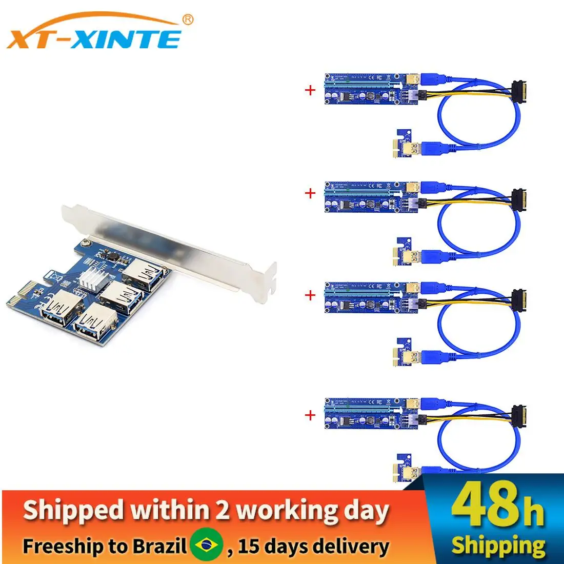 XT-XINTE PCIe Adapter 1 to 4 USB 3.0 Slot PCI Express Riser Card Adapter 1x to 16x Multiplier Hub Board For Computer
XT-XINTE PCIe Adapter 1 to 4 USB 3.0 Slot PCI Express Riser Card Adapter 1x to 16x Multiplier Hub Board For Computer