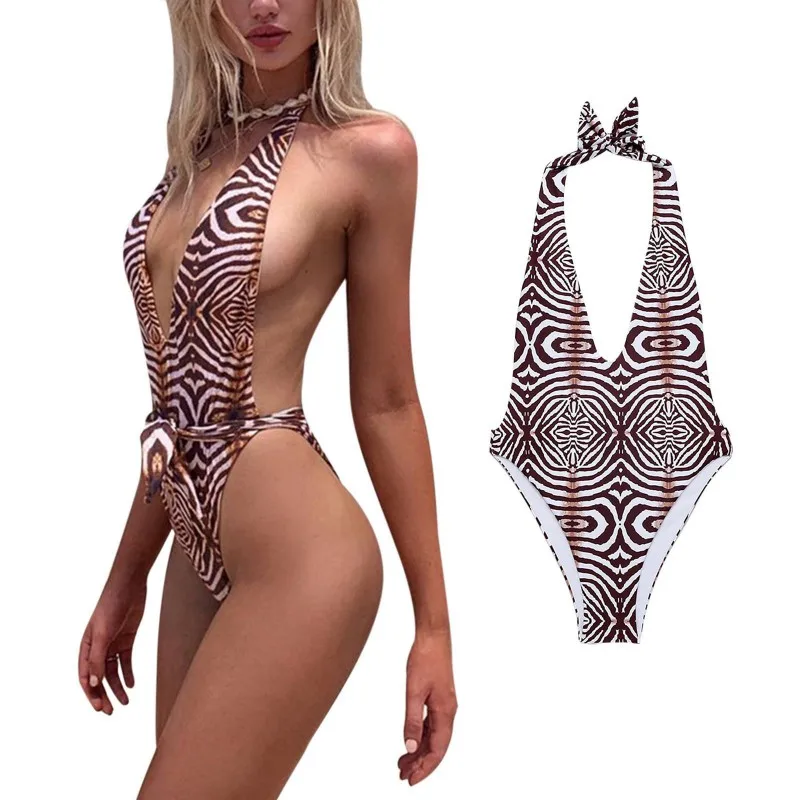 2021 Women Deep V-Neck Sexy Backless Bandage Stripes One-piece Swimwear Swimsuit Bikini
2021 Women Deep V-Neck Sexy Backless Bandage Stripes One-piece Swimwear Swimsuit Bikini