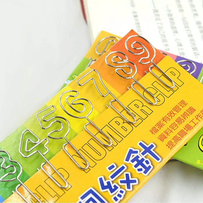 10 Pcs/lot Cute Metal Digital Bookmark Clips Pin Number Shaped Paper 0-9 Numbers School Supplies Stationery Accessories | Канцтовары для
