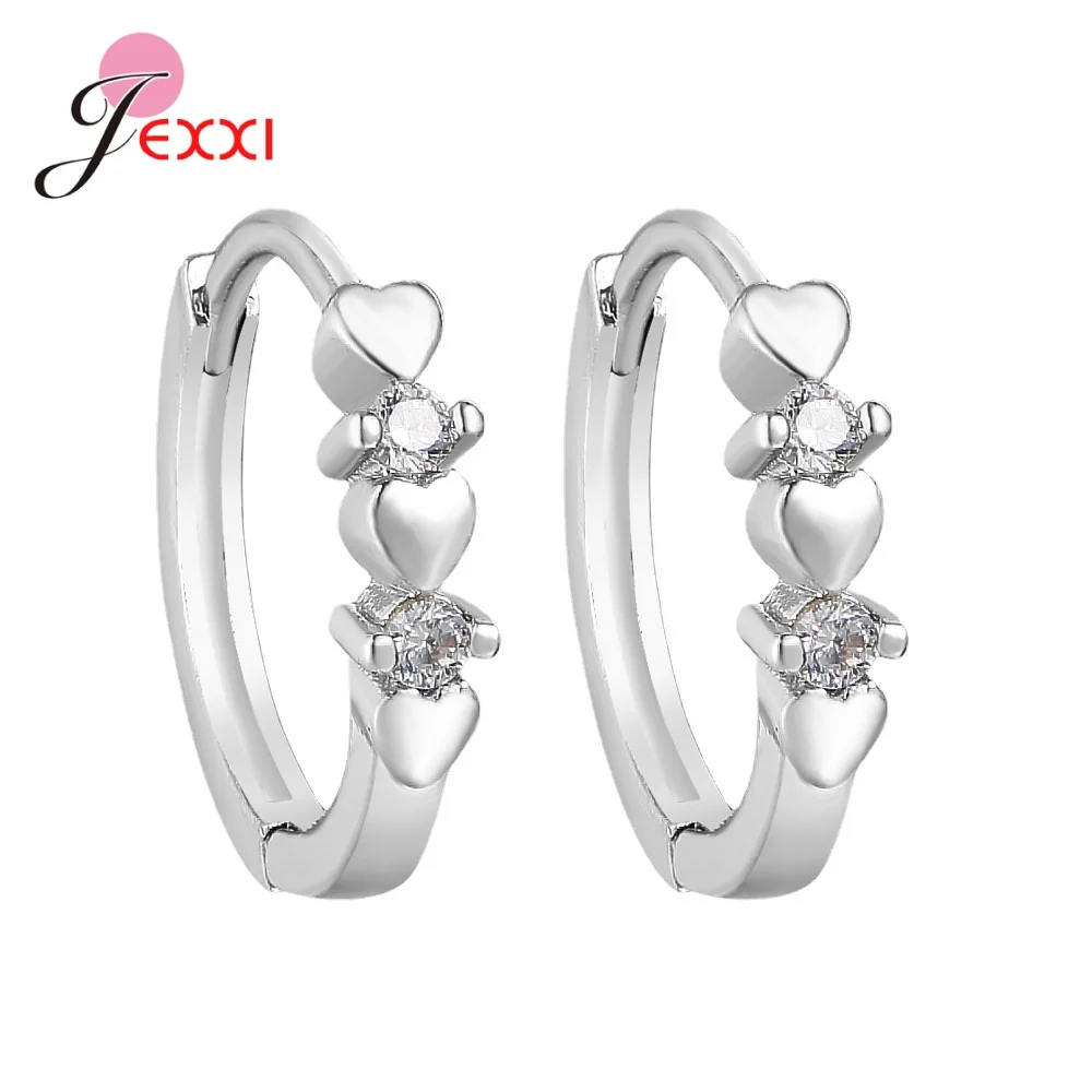 

925 Sterling Silver Piercing Circle Charm Hoop Earring For Women Radiant Dazzling CZ Paved Heart Wedding Party Jewelry Brincos