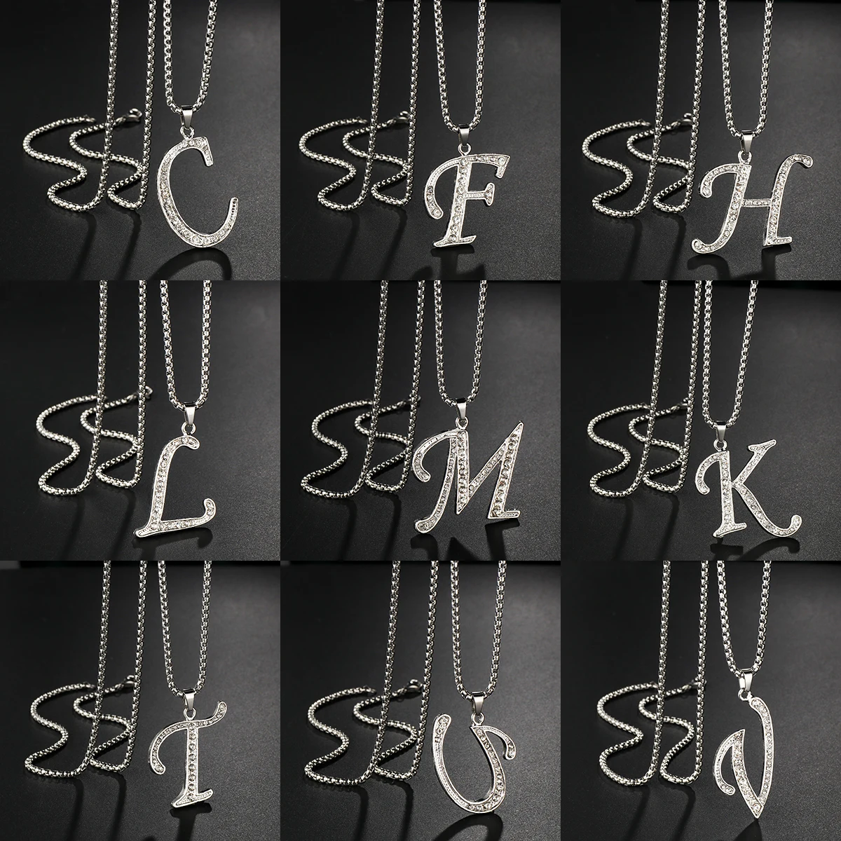 Luxury Crystal Silvery Alphabet Letter ABC Pendant Chain Necklace Punk Hip-Hop Style Fashion Woman Man Initial Name Jewelry Gift
Luxury Crystal Silvery Alphabet Letter ABC Pendant Chain Necklace Punk Hip-Hop Style Fashion Woman Man Initial Name Jewelry Gift