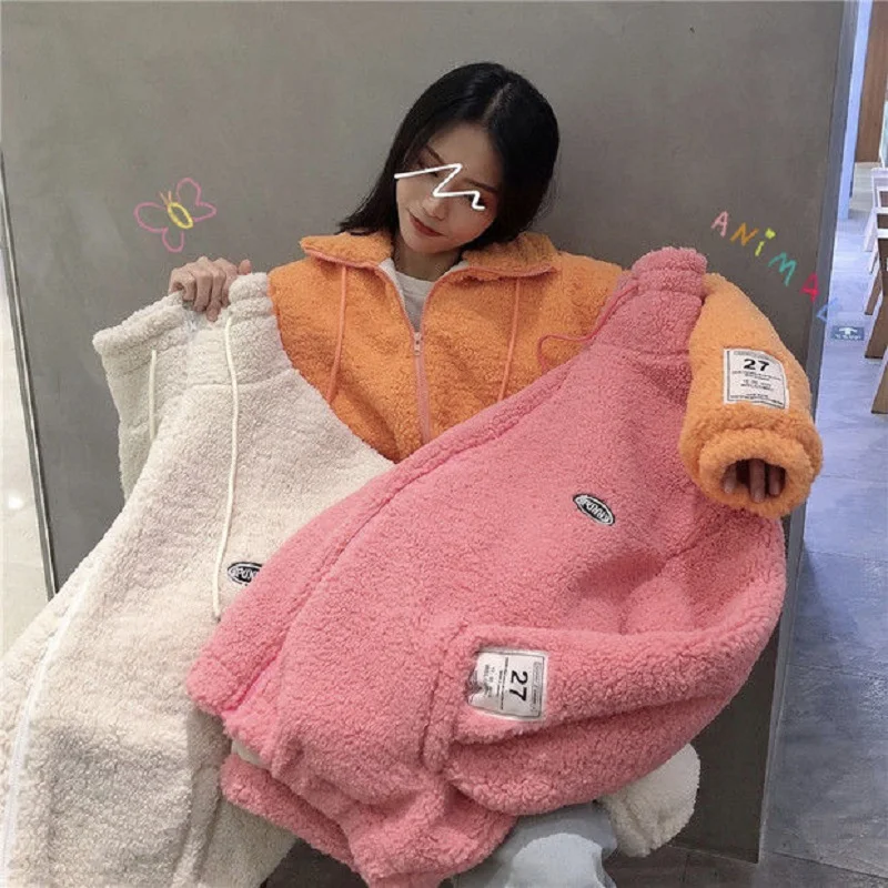 Printed thick pink lamb velvet jacket women streetwear Korean Oversized casual long-sleeved coat Harajuku Kawaii Zipup outerwear
Printed thick pink lamb velvet jacket women streetwear Korean Oversized casual long-sleeved coat Harajuku Kawaii Zipup outerwear
