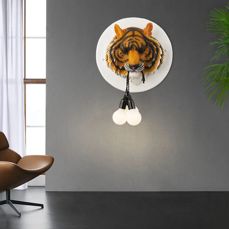 

Italian Designer Wall Lamp Resin Animal Tiger Wall Light For Living Room Bedroom Study Loft Fixtures Nordic Decor Wall Sconce