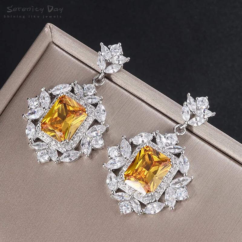 Serenity Day Yellow Sparkling Square Zircon Silver Plated Drop Earrings for Women Party Anniversary Wedding Engegement Jewelry
Serenity Day Yellow Sparkling Square Zircon Silver Plated Drop Earrings for Women Party Anniversary Wedding Engegement Jewelry