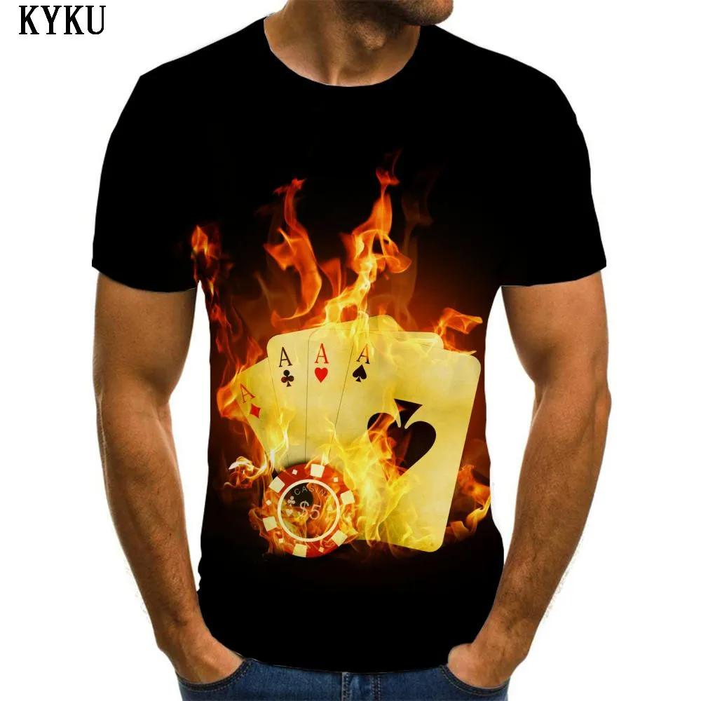 KYKU Playing Cards T shirt Men Flame Funny T shirts Gambling Shirt Print Mens Clothing T shirts Cool Male O-Neck
KYKU Playing Cards T shirt Men Flame Funny T shirts Gambling Shirt Print Mens Clothing T shirts Cool Male O-Neck