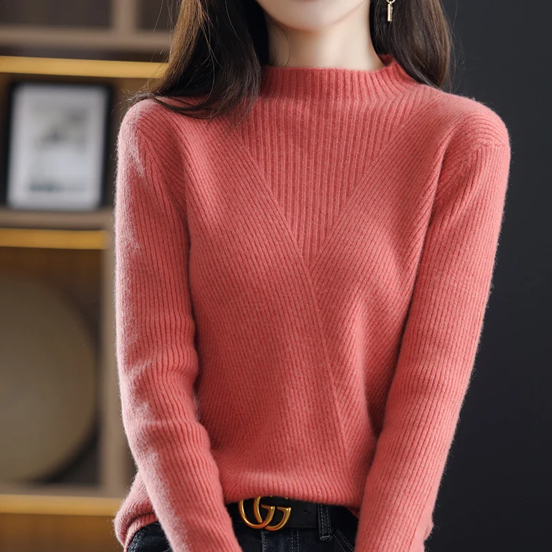 Half high neck women's autumn and winter wool Pullover Sweater 100% wool knitted fleece rich and simple style large elastic top
Half high neck women's autumn and winter wool Pullover Sweater 100% wool knitted fleece rich and simple style large elastic top