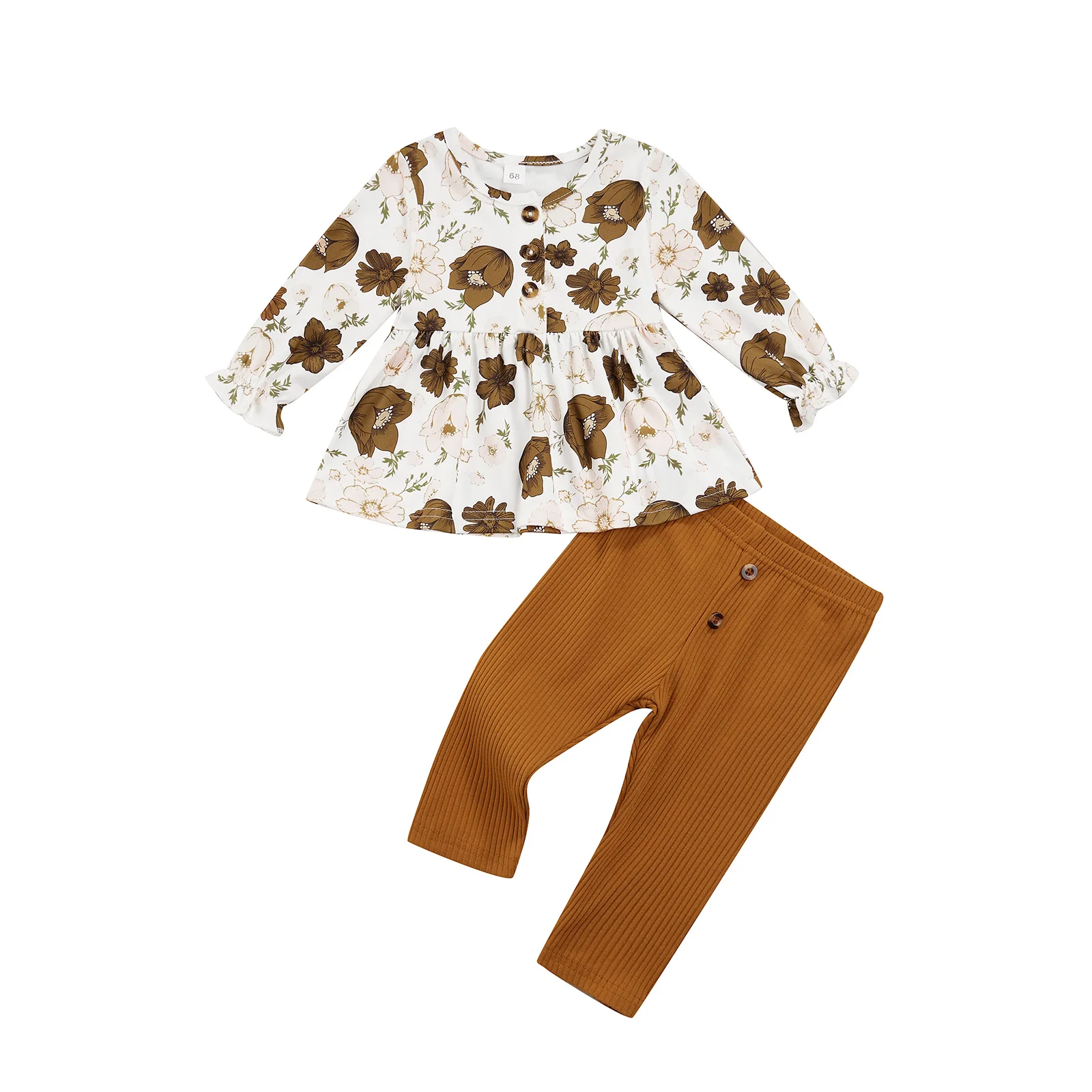 Toddler Girl 2Pcs Fall Outfits Long Sleeve Button Front Floral Tops Rib Knit Pants Set
Toddler Girl 2Pcs Fall Outfits Long Sleeve Button Front Floral Tops Rib Knit Pants Set