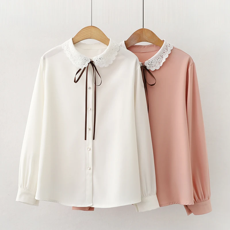 Женские рубашки и блузки 2021, женская блузка, Топ с длинным рукавом, повседневные Белые Офисные свободные блузки с отложным воротником 
Женские рубашки и блузки 2021, женская блузка, Топ с длинным рукавом, повседневные Белые Офисные свободные блузки с отложным воротником