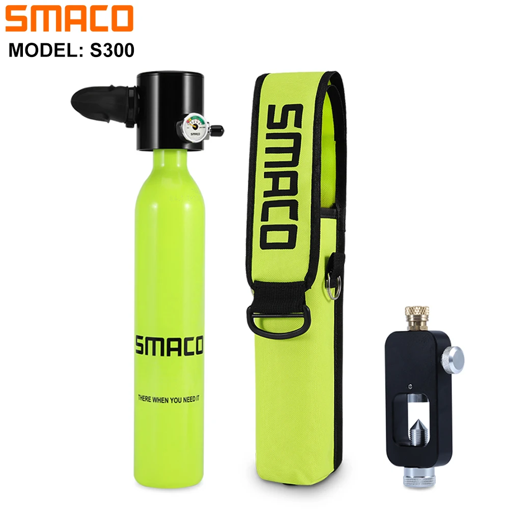

SMACO S300 Scuba Diving Equipment 0.5L Capacity 8 Minutes Refillable Mini Scuba Oxygen Tank Cylinder Underwater Tank Hand Pump