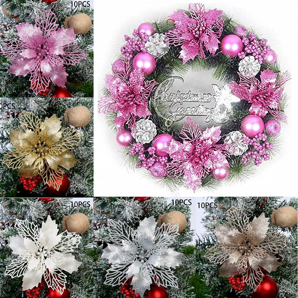 10Pcs 11cmChristmas Poinsettia Glitter Flower Tree Hanging Wedding Party Xmas Navidad Noel Ornaments Happy New Year 2022
10Pcs 11cmChristmas Poinsettia Glitter Flower Tree Hanging Wedding Party Xmas Navidad Noel Ornaments Happy New Year 2022