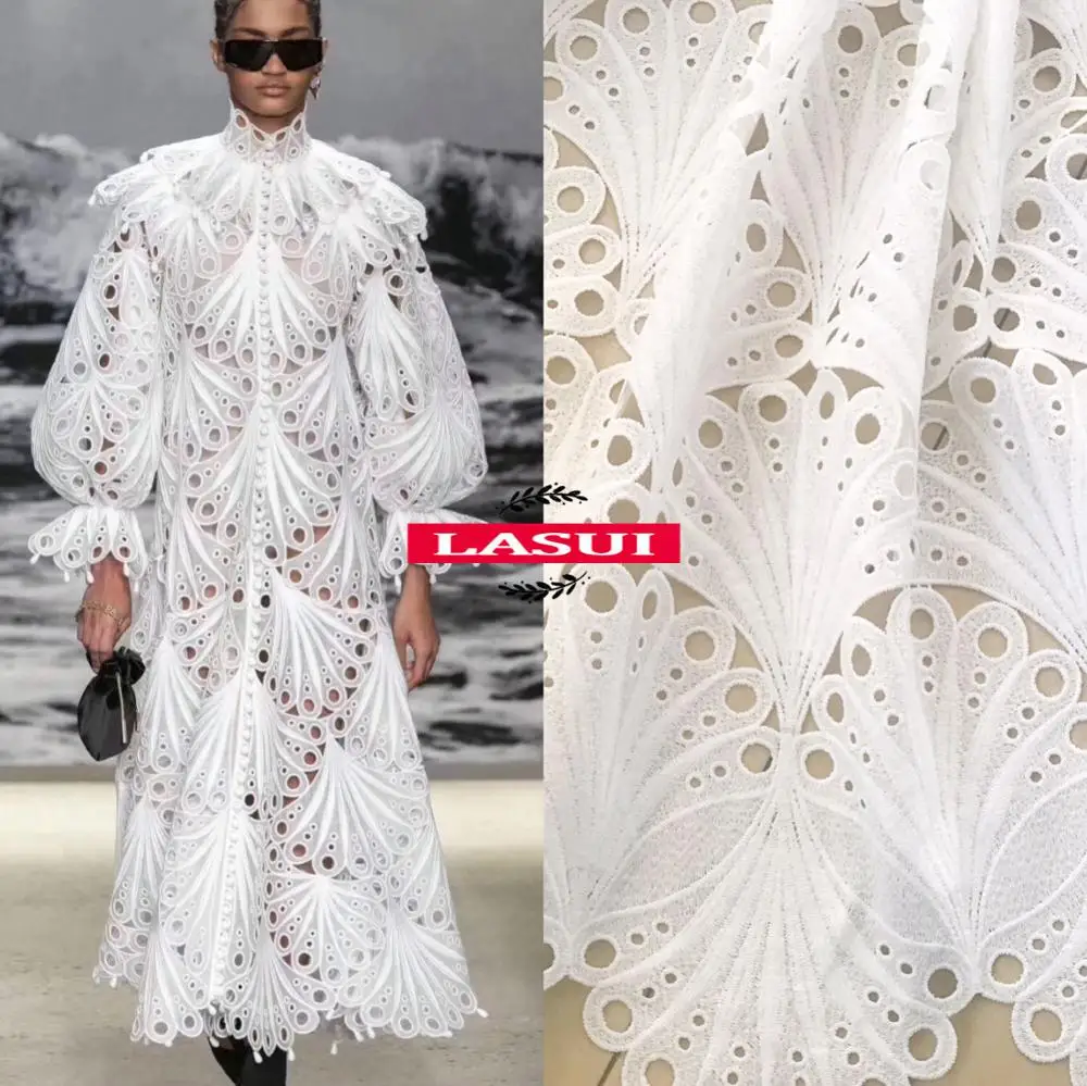 LASUI 2019 Высокое качество 1 ярд полый белый молочный шелк большая celosia вышивка