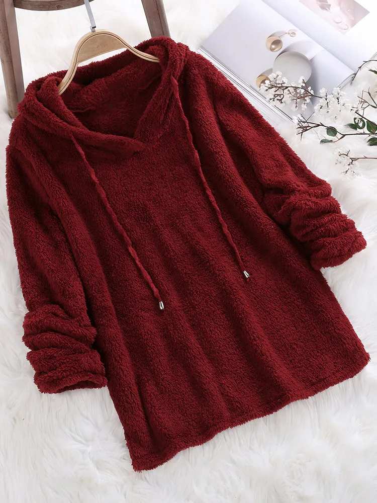 Women Long Sleeve Plush Hoodies Lady Autumn Winter Warm Solid Fluffy Hoody Flannel Pullover Pajama Loose Hooded Sweatshirts Top
Women Long Sleeve Plush Hoodies Lady Autumn Winter Warm Solid Fluffy Hoody Flannel Pullover Pajama Loose Hooded Sweatshirts Top