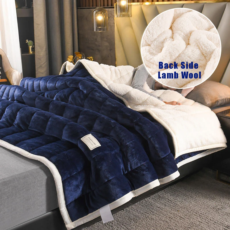 Home Lamb Cashmere Thick Blanket For Bed Winter Warm Sherpa Blankets Solid Color Fleece Quilted Bedspread Bed Cover
Home Lamb Cashmere Thick Blanket For Bed Winter Warm Sherpa Blankets Solid Color Fleece Quilted Bedspread Bed Cover
