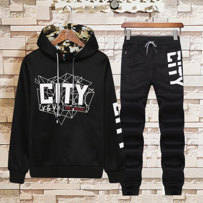 Autumn Men Tracksuits Set Sportswear Suit Hooded Jacket Sweatshirt+pants Print Letter Hip Hop Streetwear Men Clothing hoodies
Autumn Men Tracksuits Set Sportswear Suit Hooded Jacket Sweatshirt+pants Print Letter Hip Hop Streetwear Men Clothing hoodies